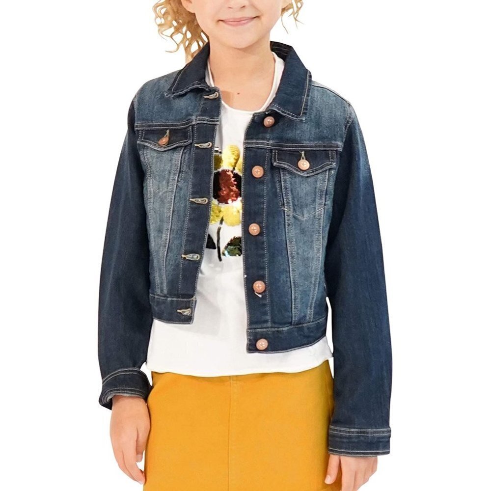 Kidpik Blue Denim Cotton Blend Unlined Button‎ Down Jean Jacket Size XXL